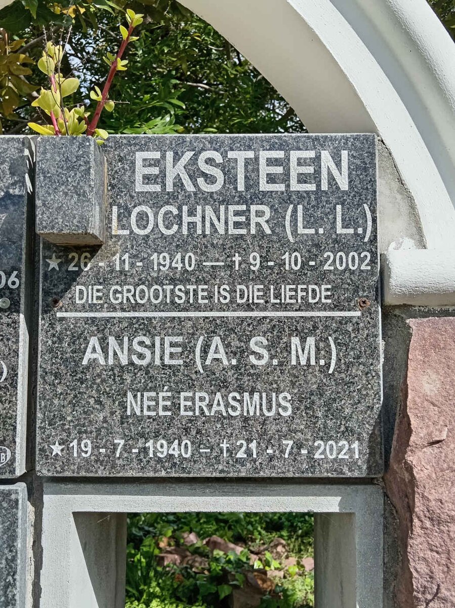 EKSTEEN L.L. 1940-2002 &amp; A.S.M. ERASMUS 1940-2021