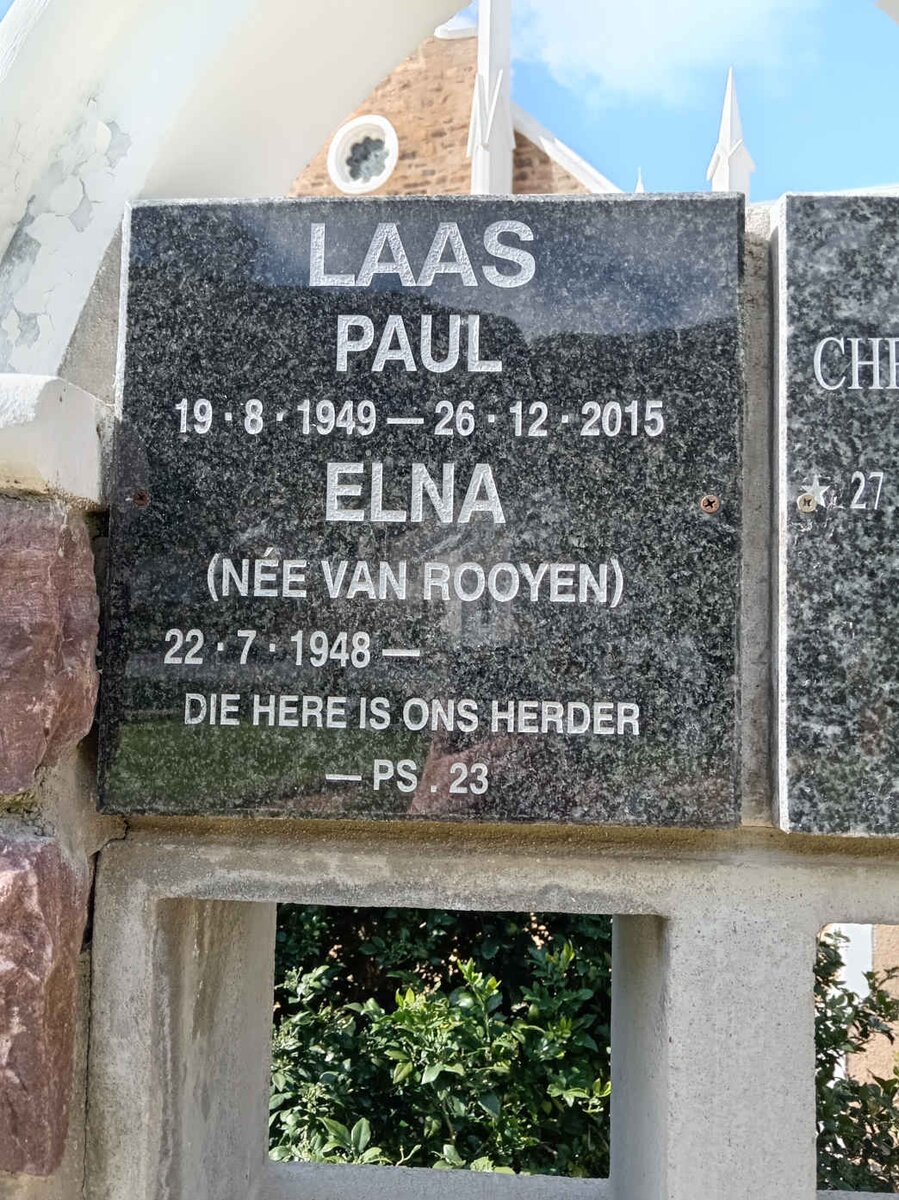 LAAS Paul 1949-2015 &amp; Elna VAN ROOYEN 1948-