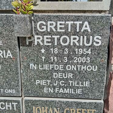 PRETORIUS Gretta 1954-2003