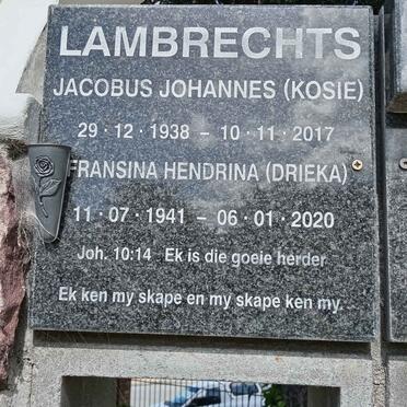 LAMBRECHTS Jacobus Johannes 1938-2017 &amp; Fransina Hendrina 1941-2020
