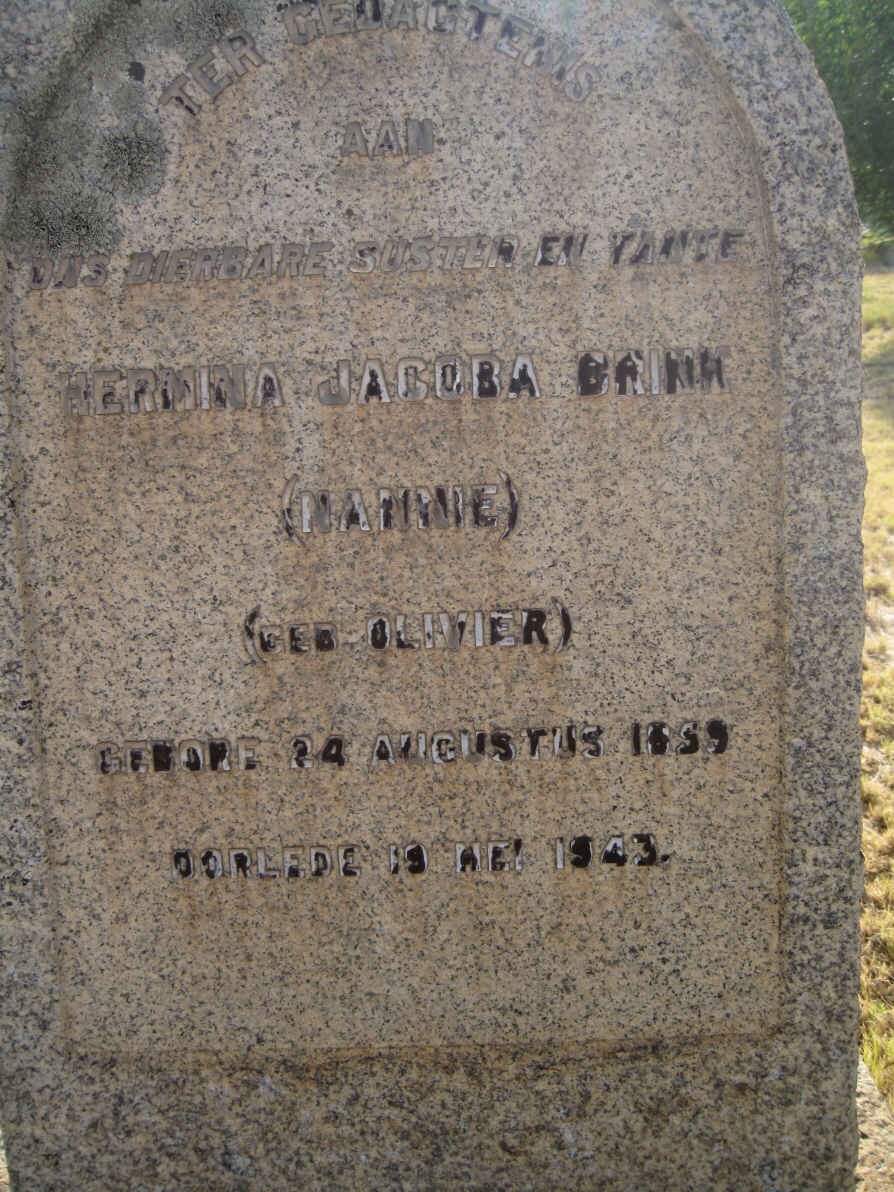 BRINK Hermina Jacoba nee OLIVIER 1859-1943