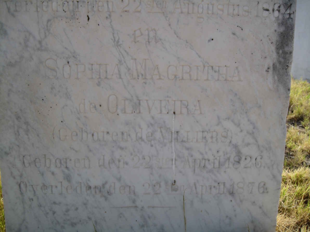 OLIVEIRA Sophia Magritha, de nee DE VILLIERS 1826-1876