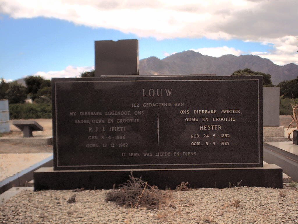 LOUW P.J.J. 1886-1982 &amp; Hester 1892-1983