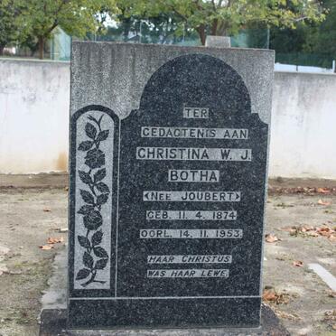 BOTHA Christina W.J. nee JOUBERT 1874-1953