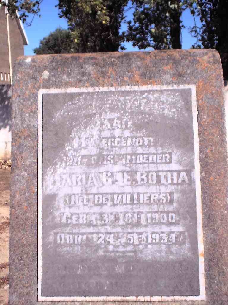BOTHA Maria G.E. nee DE VILLIERS 1900-1934