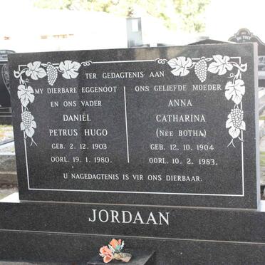 JORDAAN Daniel Petrus Hugo 1903-1980 &amp; Anna Catharina BOTHA 1904-1983