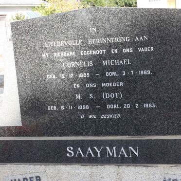 SAAYMAN Cornelis Michael 1889-1969 &amp; M.S. 1898-1983