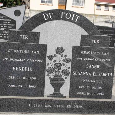 TOIT Hendrik, du 1908-1963 &amp; Susanna Elizabeth KRIEL 1911-1994
