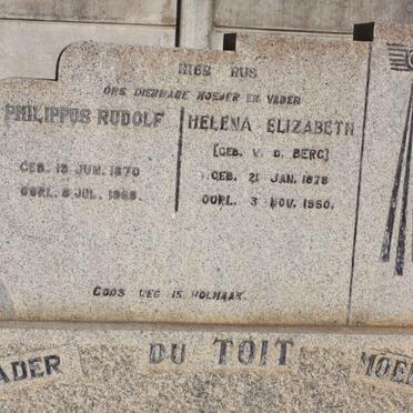 TOIT Philippus Rudolf, du 1870-1968 &amp; Helena Elizabeth V.D. BERG 1878-1950