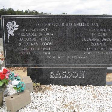 BASSON Jacobus Petrus Nicolaas 1908-1984 &amp; Susanna Jacoba 1911-1989