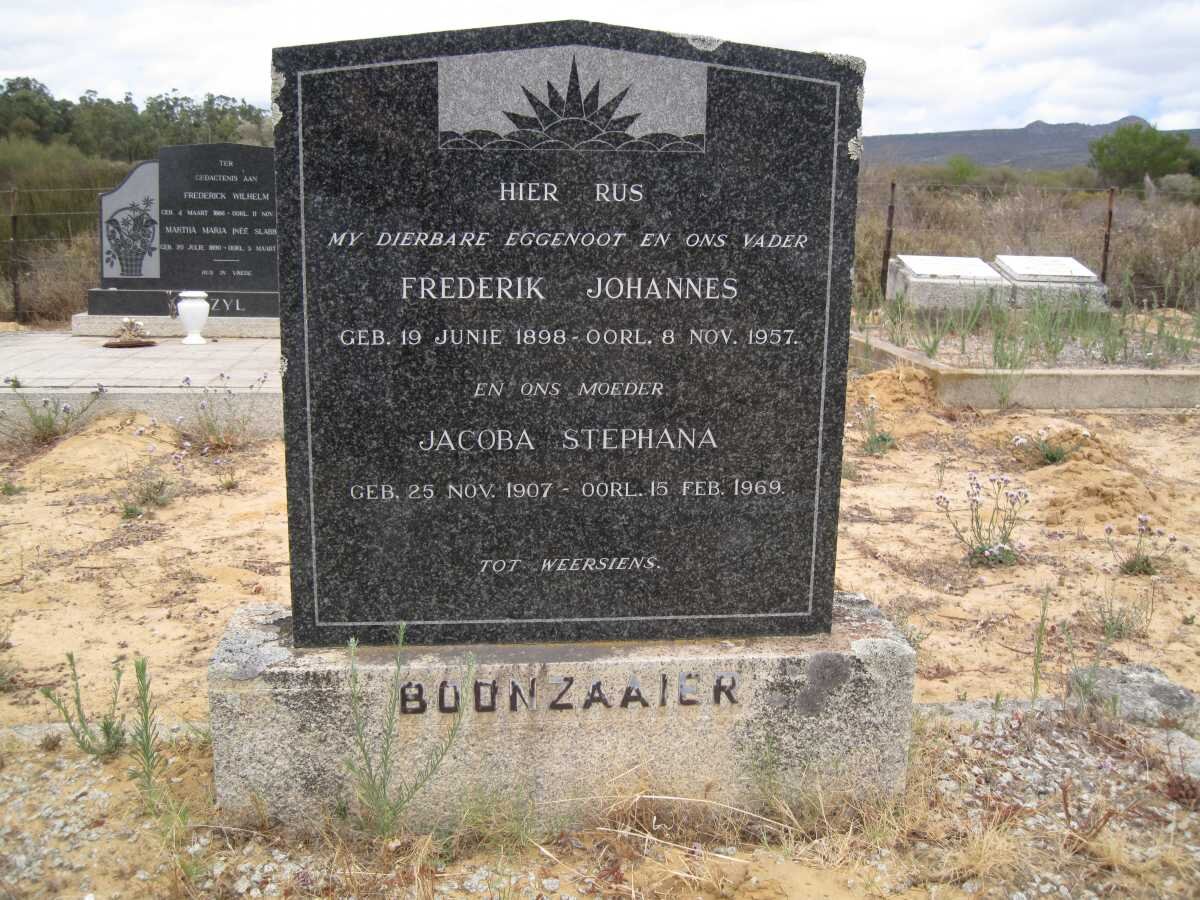 BOONZAAIER Frederik Johannes 1898-1957 &amp; Jacoba Stephana 1907-1969