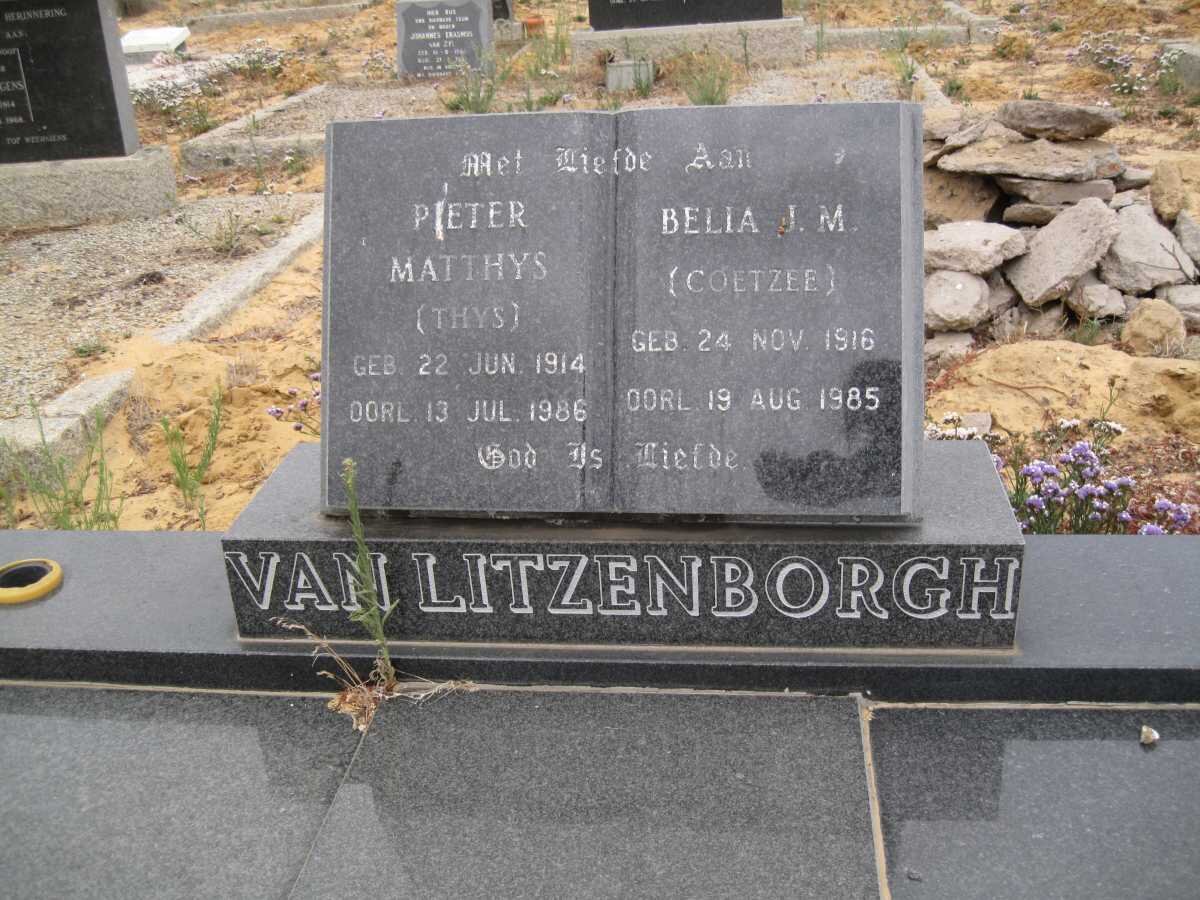 LITZENBORGH Pieter Matthys, van 1914-1986 &amp; Belia J.M. COETZEE 1916-1985