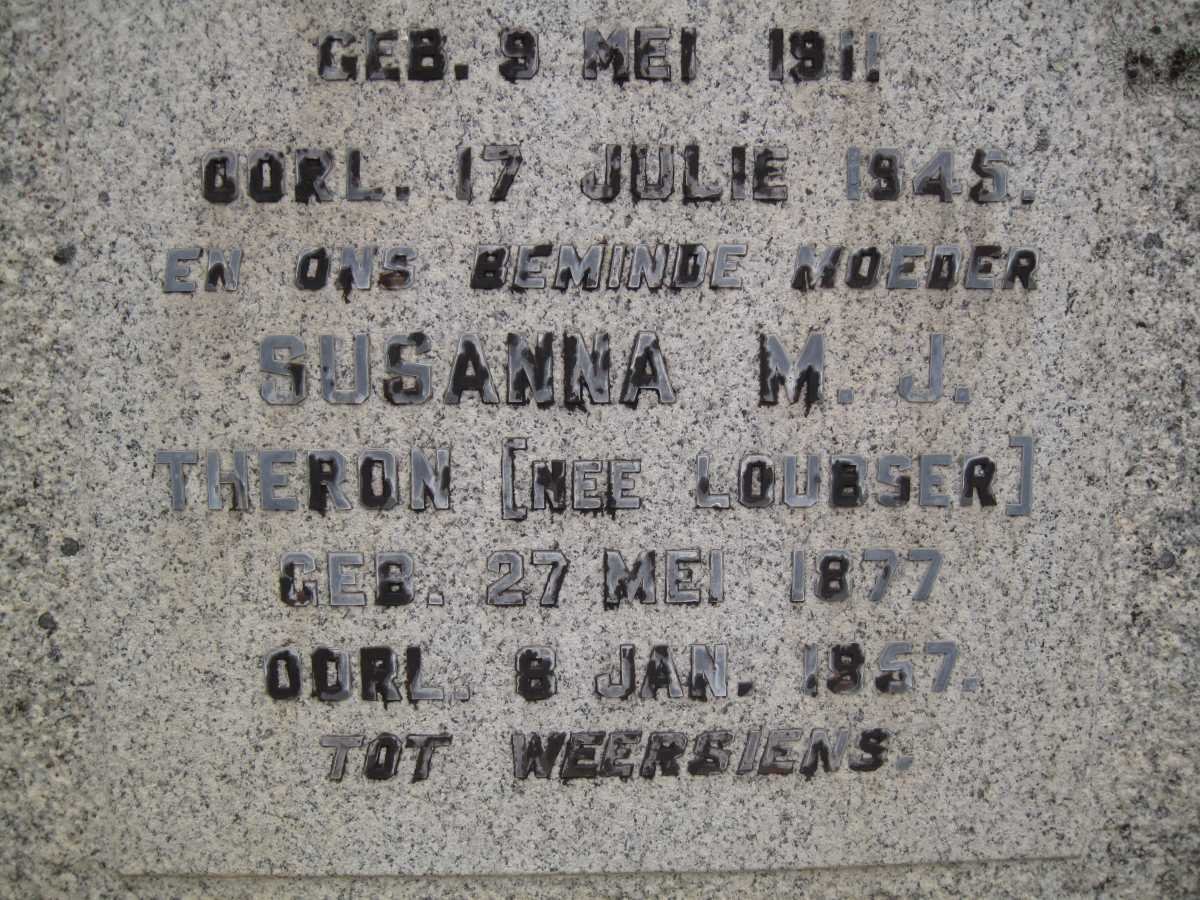 THERON Susanna M.J. nee LOUBSER 1877-1957
