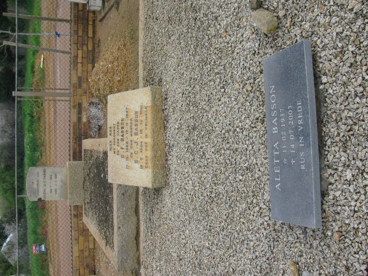 BASSON C.F. 1898-1957 &amp; S.C.J. 1894-1961 :: BASSON Aletta 1937-2003