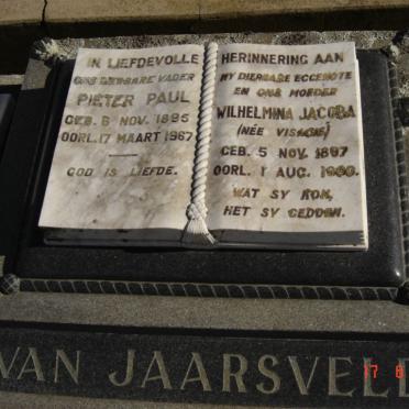 JAARSVELD Pieter Paul 1895-1967 &amp; Wilhelmina Jacoba VISAGIE 1897-1960