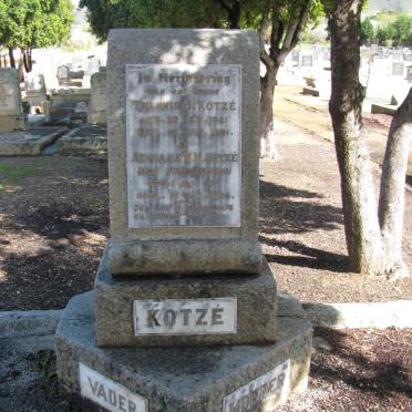 KOTZE Theunis J. 1861-1931 &amp; Adriana M.M RUPPERSBERG 1871-1924