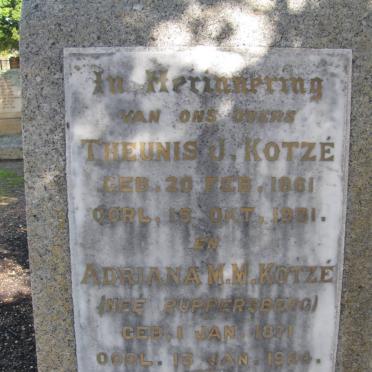 KOTZE Theunis J. 1861-1931 &amp; Adriana M.M RUPPERSBERG 1871-1924
