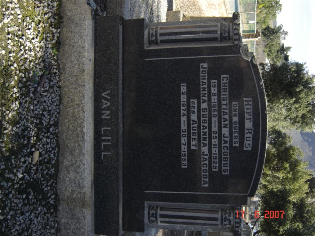 LILL Christiaan Jacobus, van 1868-1925 &amp; Johanna Susanna Jacoba AURET 1874-1953