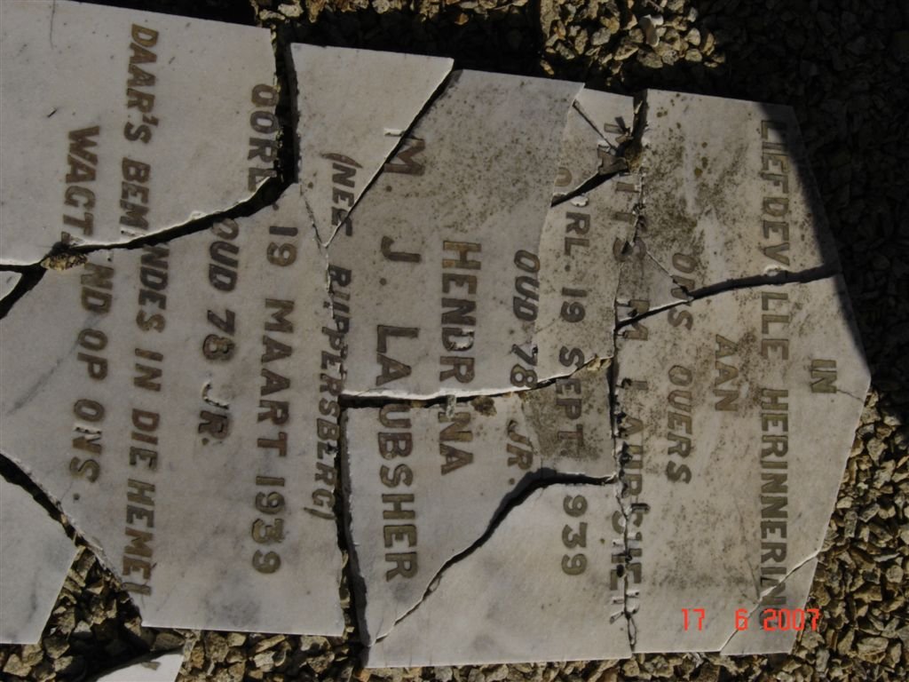 LAUBSHER Matys M. -1939 &amp; Hendrina M.J. RUPPERSBERG -1939