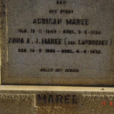 MAREE Adriaan 1849-1932 &amp; Anna A.J. LAUBSCHER 1868-1932