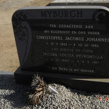 MYBURGH Christoffel Jacobus Johannes 1923-1982 &amp; Jacoba Louisa Petronella 1930-1987
