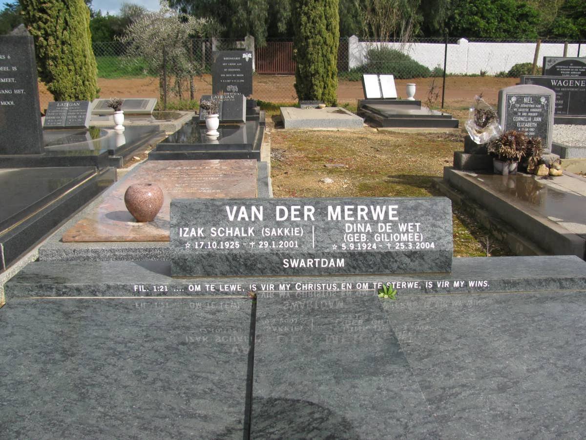MERWE Izak Schalk, van der 1925-2001 &amp; Dina De Wet GILIOMEE 1924-2004