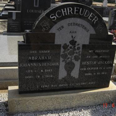SCHREUDER Abraham Johannes Hendrik 1883-1974 &amp; Hester Jacoba OLIVIER 1888-1971