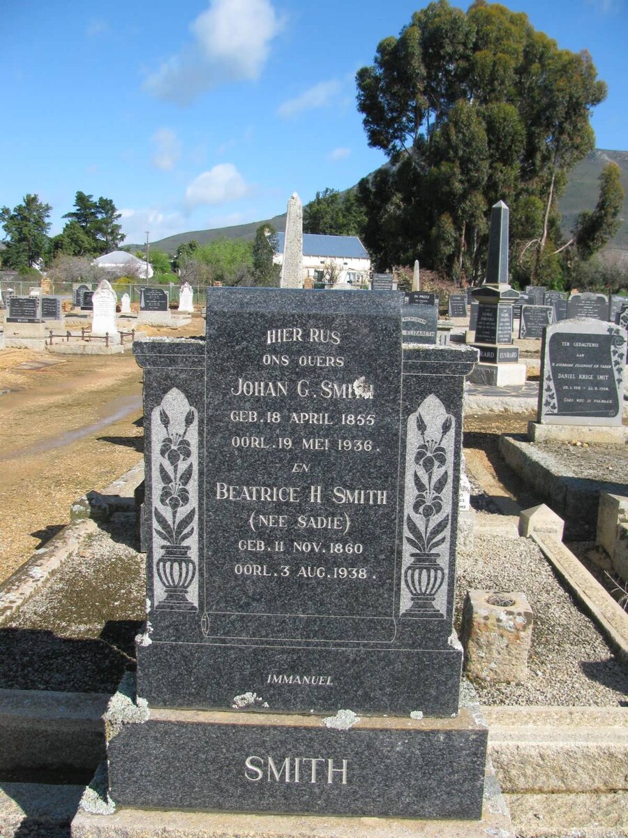 SMITH Johan G. 1855-1936 &amp; Beatrice H. SADIE 1860-1938