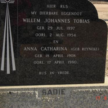 SADIE Willem Johannes Tobias 1897-1954 &amp; Anna Catharina REYNEKE 1908-1980
