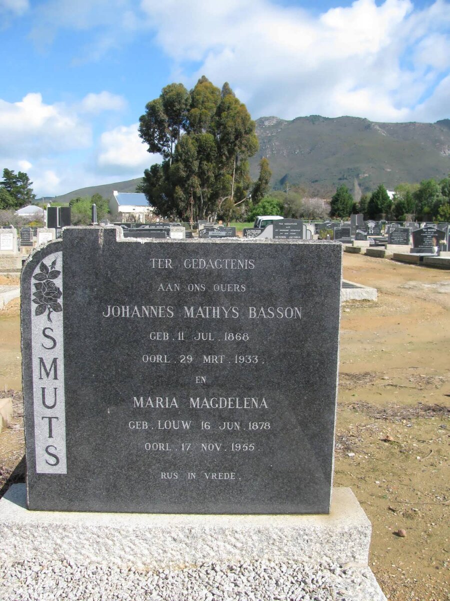 SMUTS Johannes Matthys Basson 1868-1933 &amp; Maria Magdalena LOUW 1878-1955