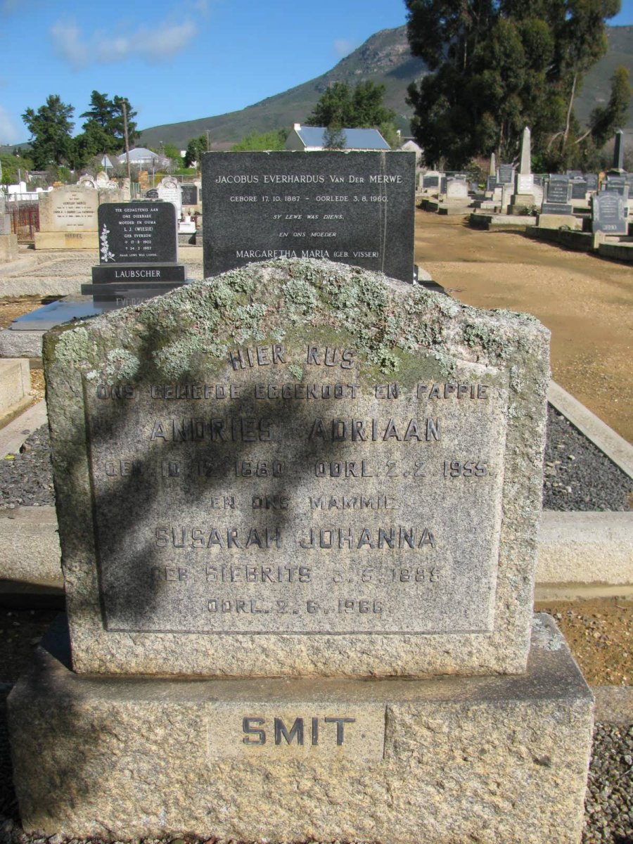 SMIT Andries Adriaan 1880-1955 &amp; Susarah Johanna SIEBRITS 1885-1966