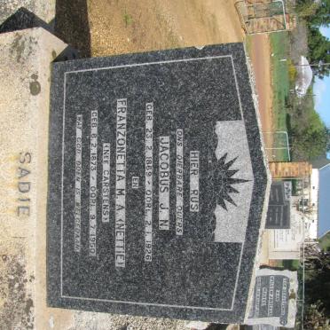 SADIE Jacobus J.N. 1869-1926 &amp; Franzonetta M.A. CARSTENS 1873-1950