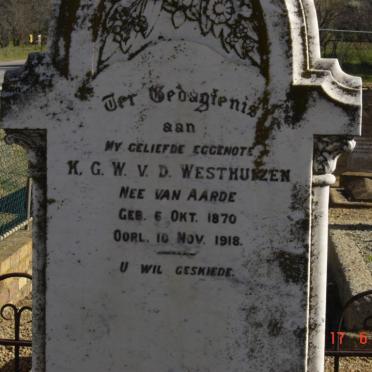 WESTHUIZEN K.G.W., v.d. nee VAN AARDE 1870-1918