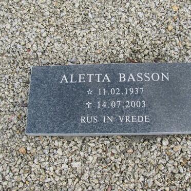 BASSON C.F. 1898-1957 &amp; S.C.J. 1894-1961 :: BASSON Aletta 1937-2003