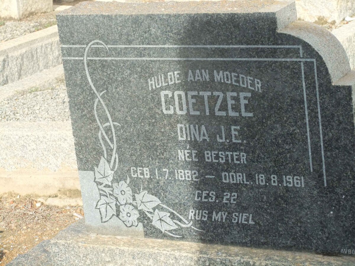 COETZEE Dina J.E. nee BESTER 1882-1961