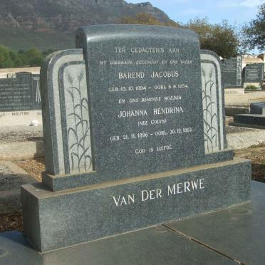 MERWE Barend Jacobus, van der 1894-1954 &amp; Johanna Hendrina COLYN  1896-1962
