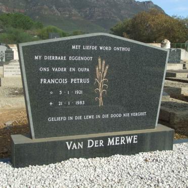 MERWE Francois Petrus, van der 1921-1983