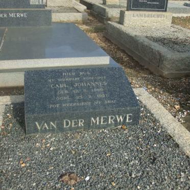 MERWE Carl Johannes, van der 1886-1957