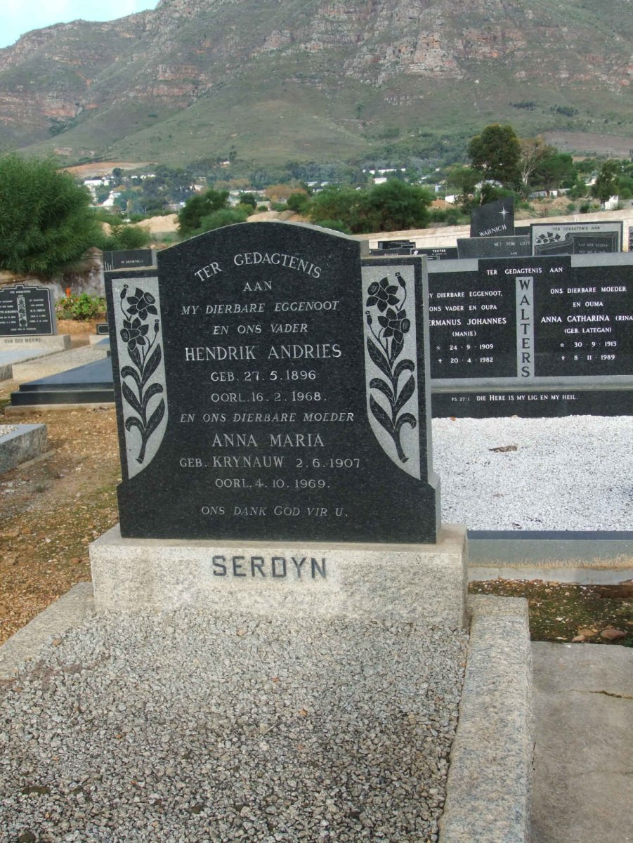 SERDYN Hendrik Andries 1896-1968 &amp; Anna Maria KRYNAUW 1907-1969