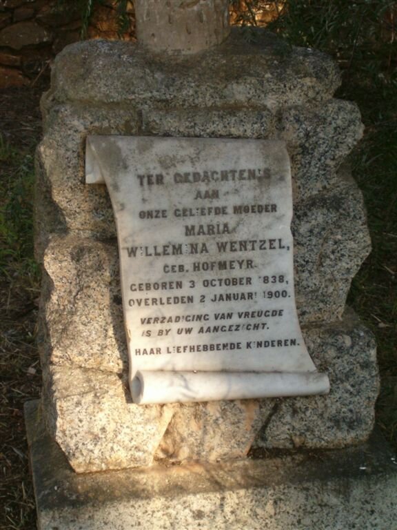WENTZEL Johanna Willemina nee HOFMEYR 1838-1900