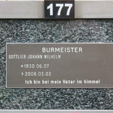 BURMEISTER Gottlieb Johann Wilhelm 1930-2008