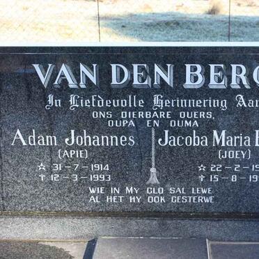 BERG Adam Johannes, van den 1914-1993 &amp; Jacoba Maria Elizabeth 1915-1993