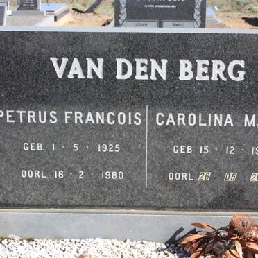 BERG Petrus Francois, van den 1925-1980 &amp; Carolina Maria 1925-2000