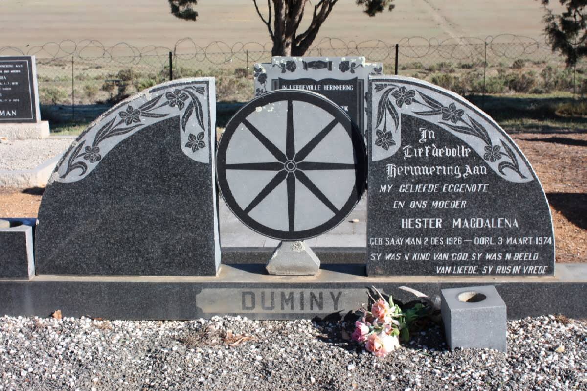 DUMINY Hester Magdalena nee SAAYMAN 1926-1974