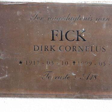 FICK Dirk Cornelus 1917-1999