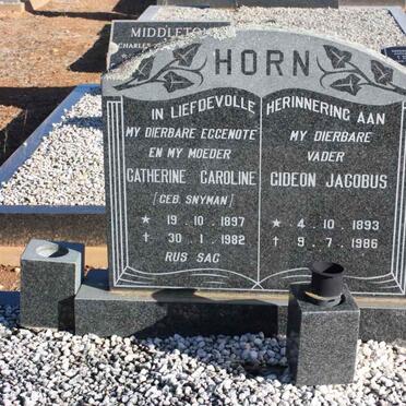 HORN Gideon Jacobus 1893-1986 &amp; Catherina Caroline SNYMAN 1897-1982