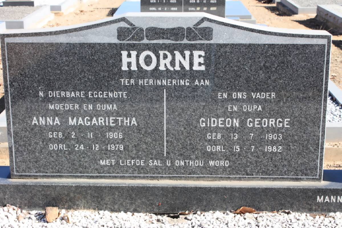 HORNE Gideon George 1903-1982 &amp; Anna Margarietha 1906-1979