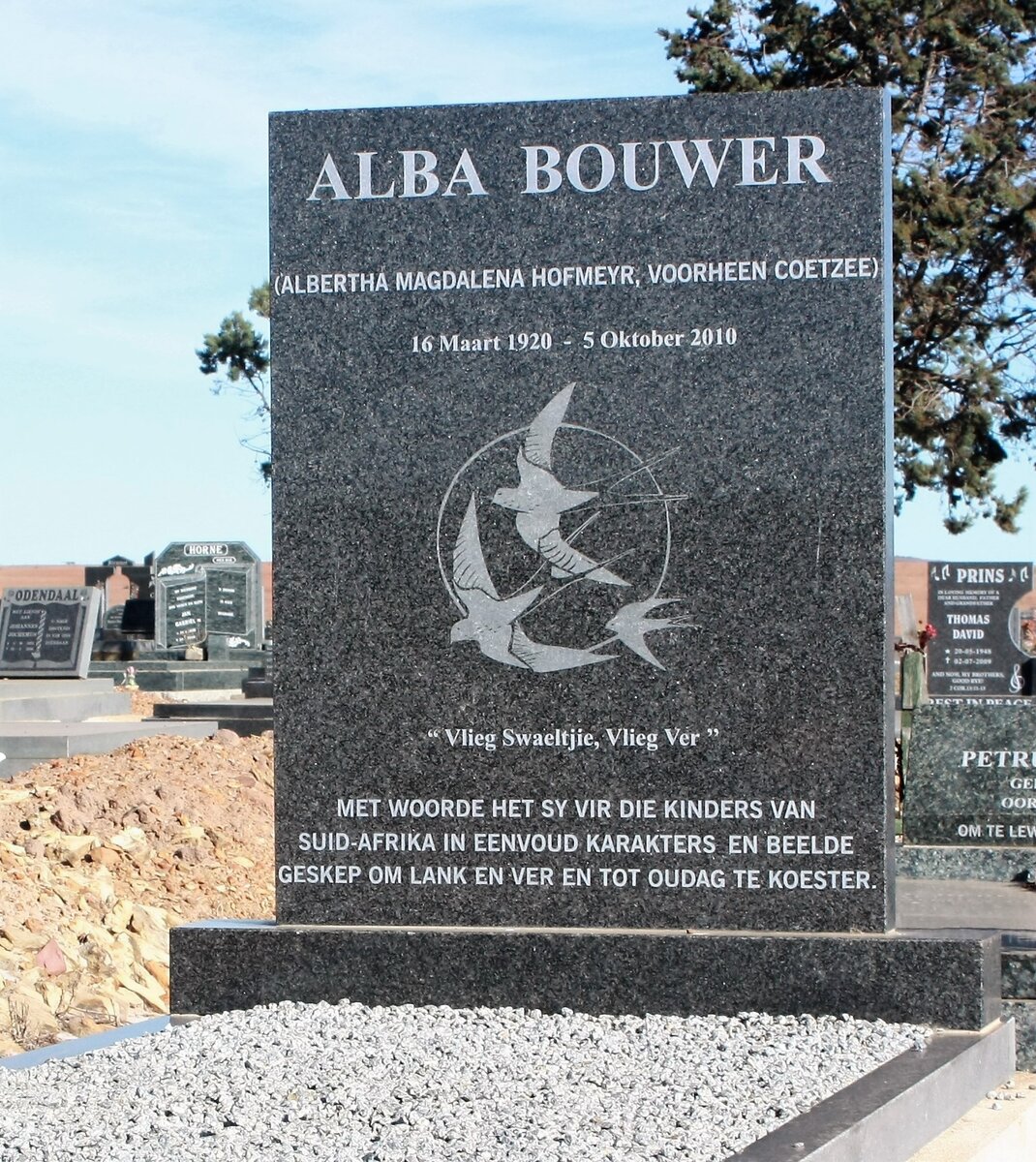 HOFMEYR Albertha Magdalena formerly COETZEE nee BOUWER 1920-2010