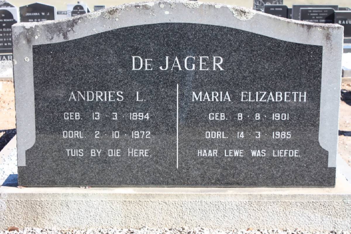 JAGER Andries L., de 1894-1972 &amp; Maria Elizabeth 1901-1985