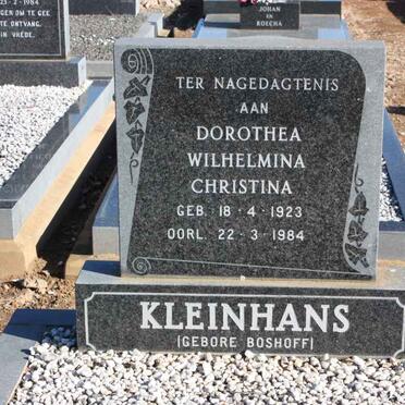 KLEINHANS Dorothea Wilhelmina Christina, nee BOSHOFF 1923-1984